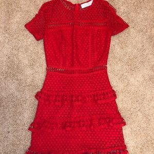 Red crochet cocktail dress